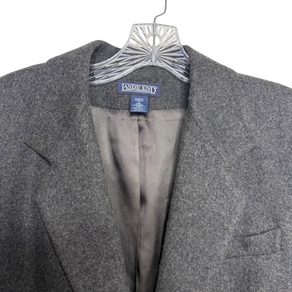 Lands' End Wool Cashmere Blazer Gray USA Made Tailored Classic Womens 10 - Picture 5 of 13